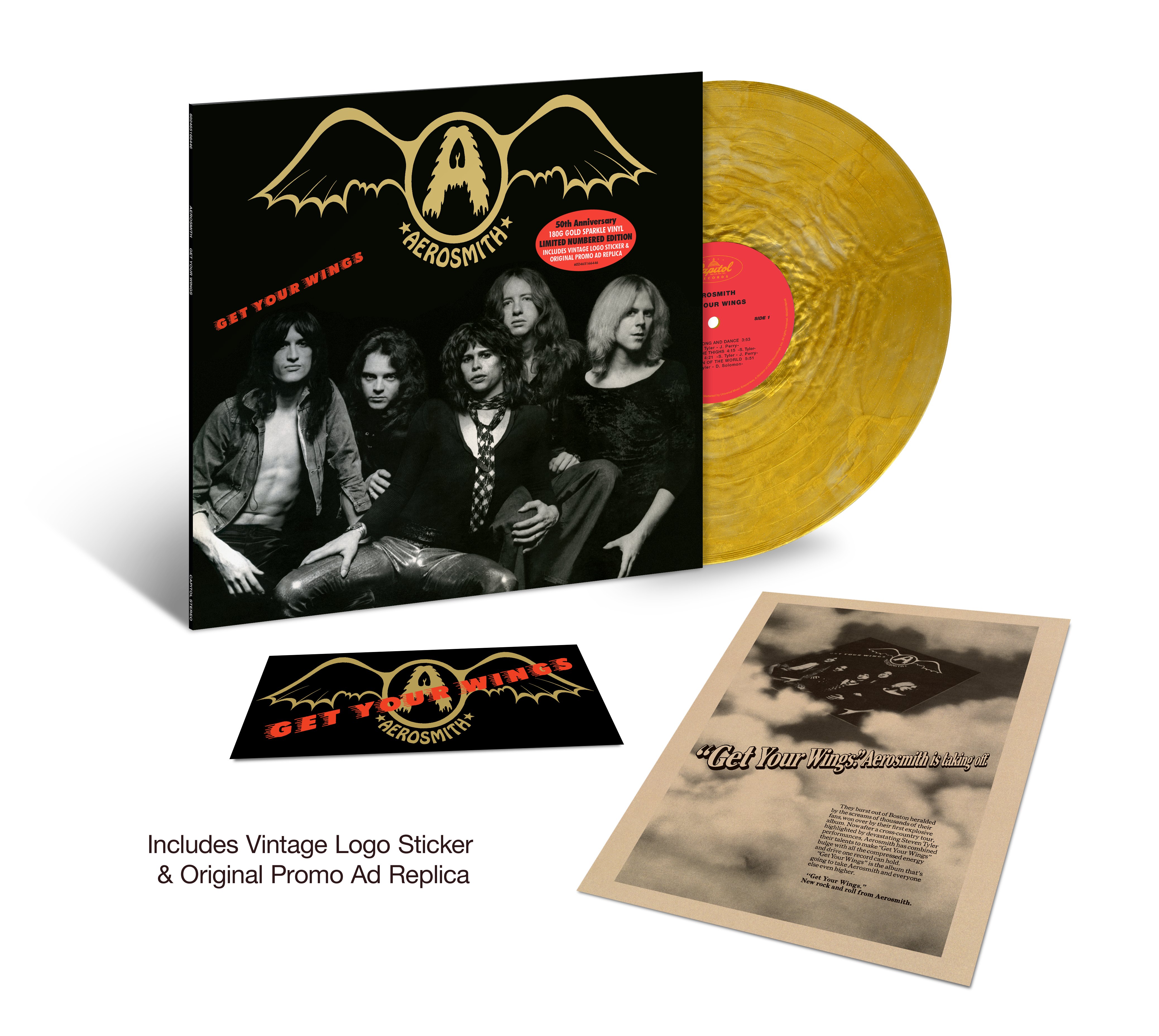 Aerosmith PURE GOLD .999 LP USプロモ 非売品 レア Aerosmith - Get Your Wings (50th Anniversary): Limited Edition