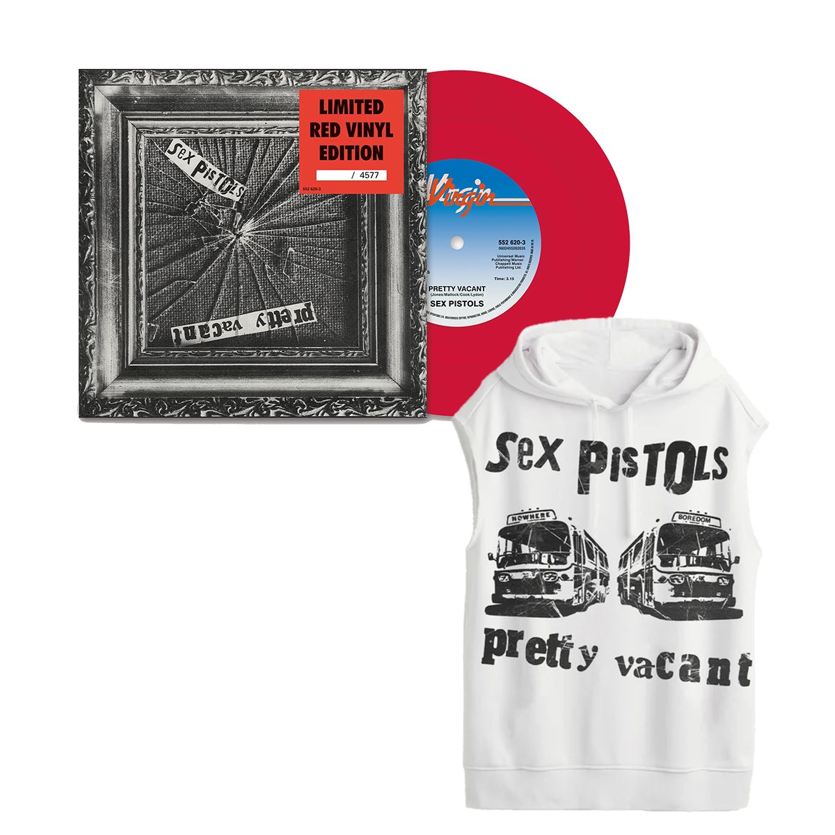 Pretty Vacant: Exclusive Red Vinyl 7" Single + Pretty Vacant Sleeveless Hoodie