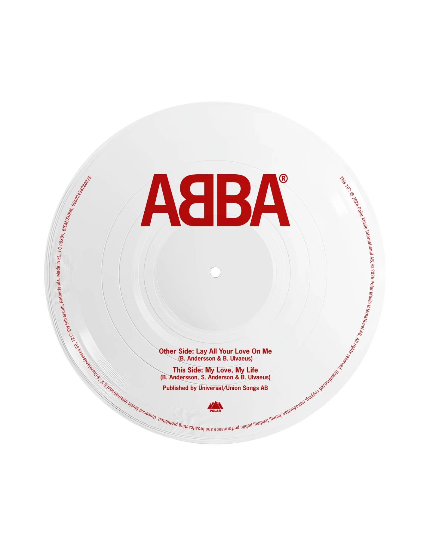 ABBA - Lay All Your Love On Me / My Love, My Life: Picture Disc Valentine’s 10" Vinyl