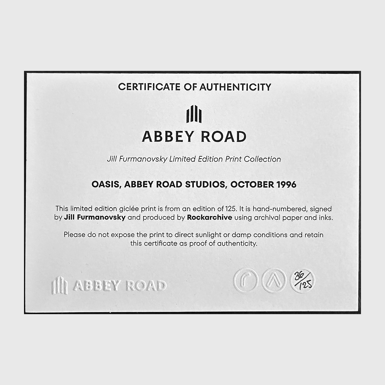 Abbey Road Studios - Oasis Noel Close-up Limited Edition Print by Jill Furmanovsky