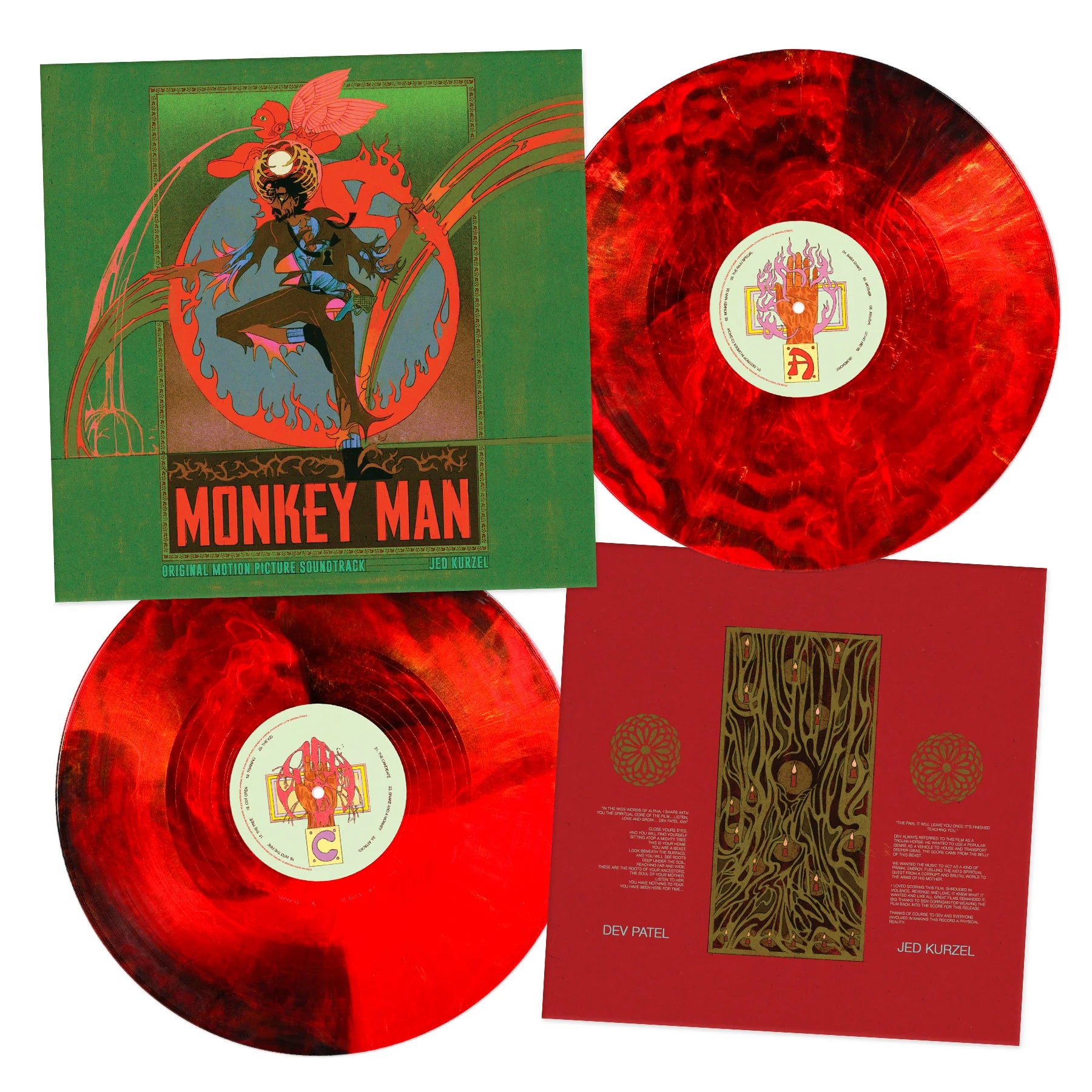 Jed Kurzel - Monkey Man (OST): Limited Blood Red, Black and Metallic Gold Vinyl 2LP