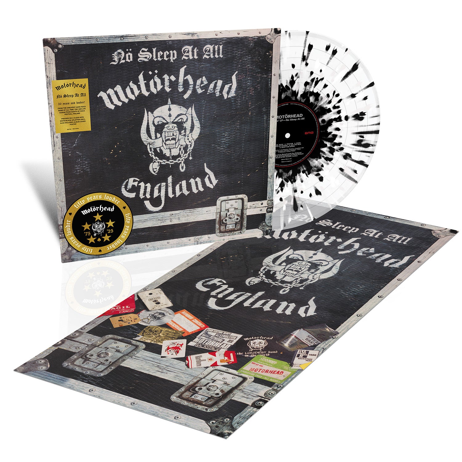 Motorhead - No Sleep At All: Clear with Black and White Splatter Vinyl LP