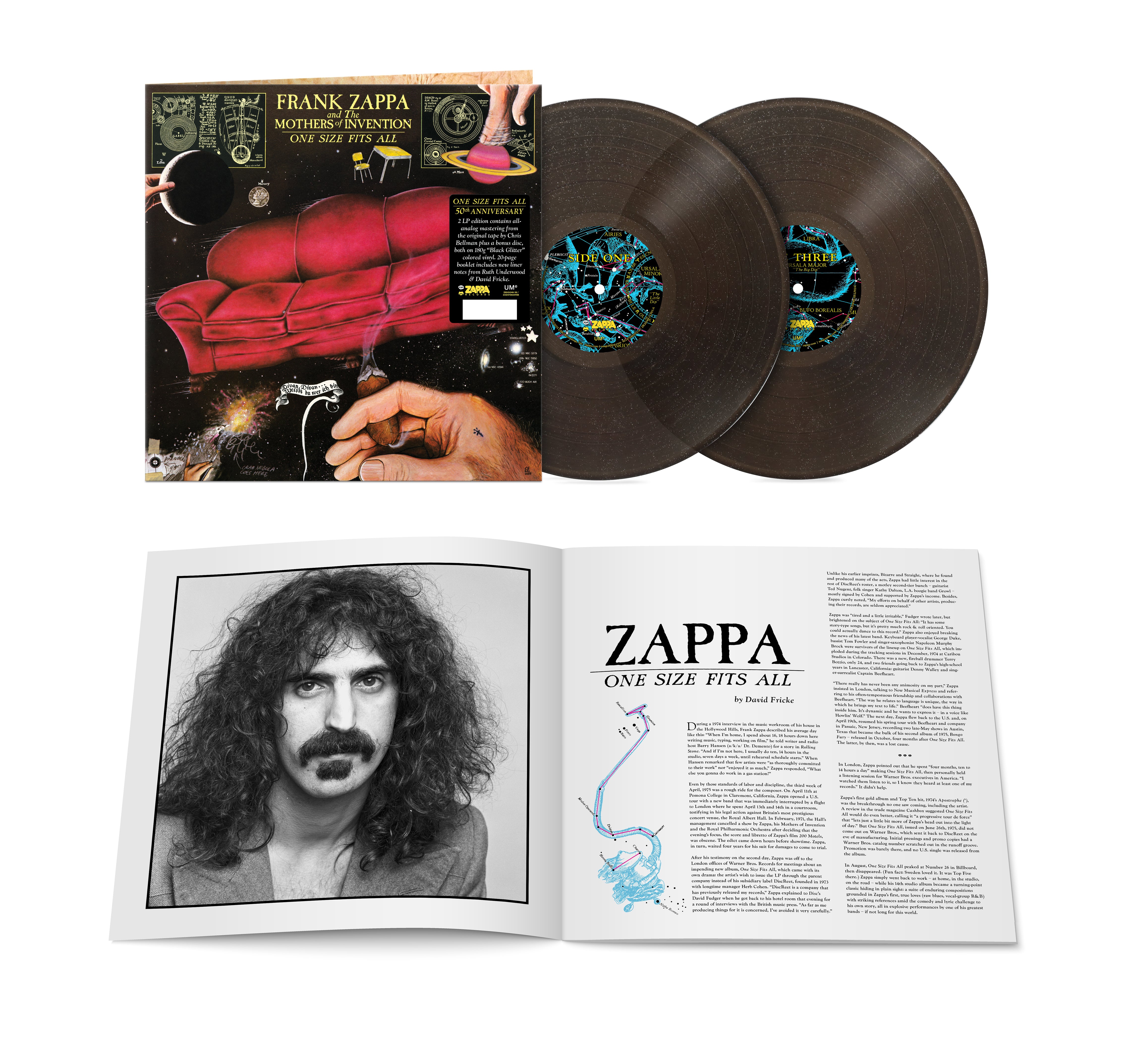 Frank Zappa - One Size Fits All: Black Glitter Vinyl 2LP
