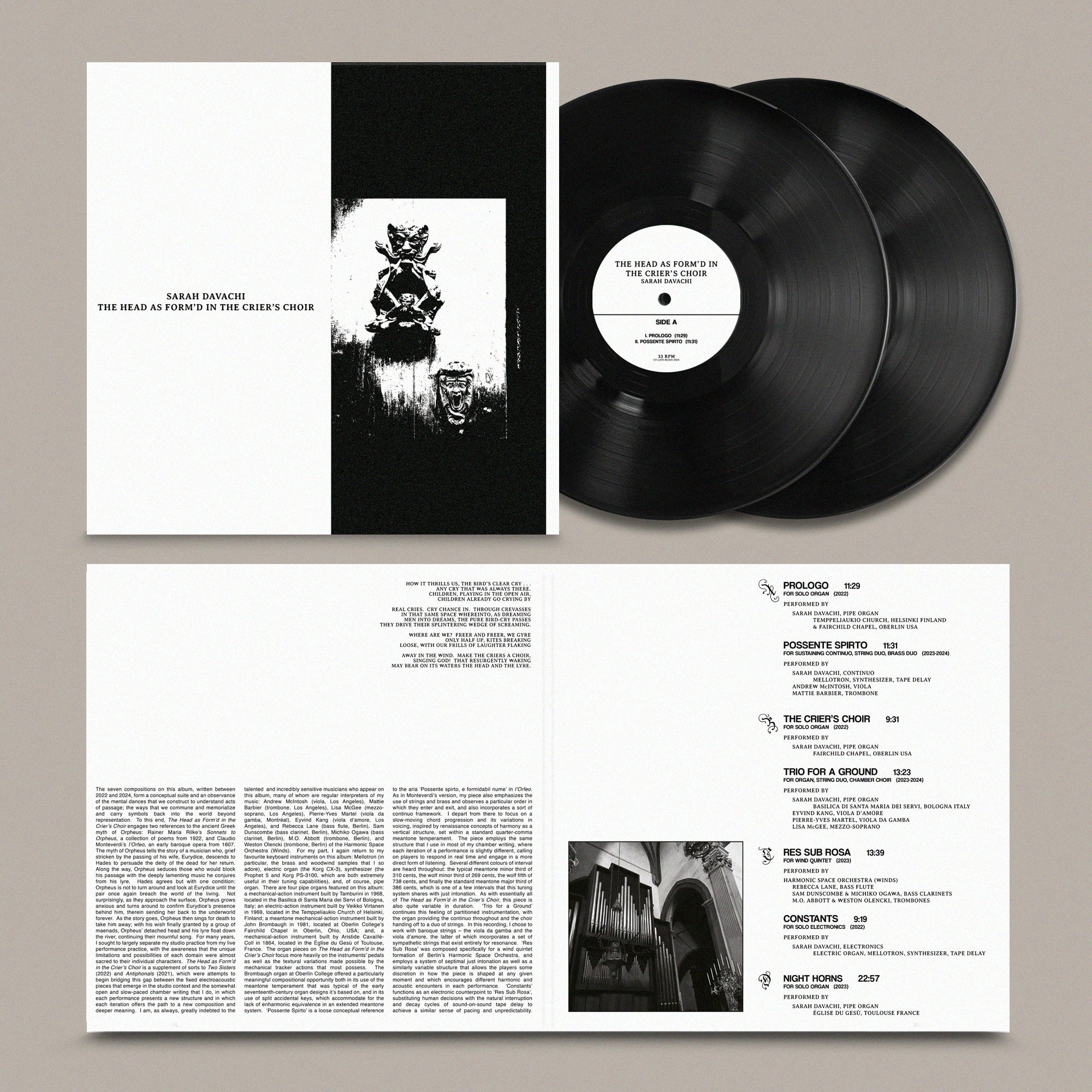 Sarah Davachi - The Head as Form'd in the Crier's Choir: Vinyl 2LP