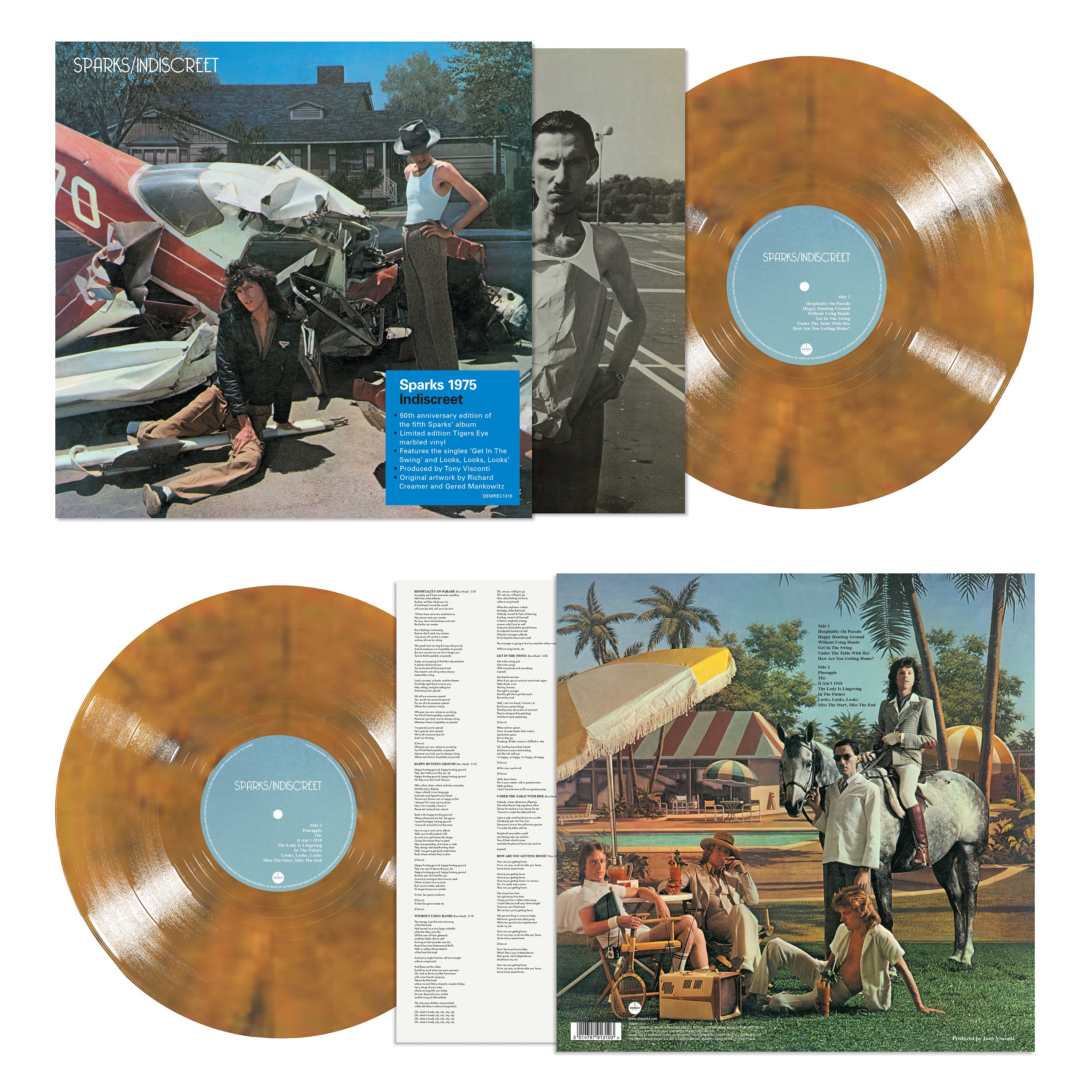 Sparks - Indiscreet (50th Anniversary): Tiger’s Eye Marble Vinyl LP