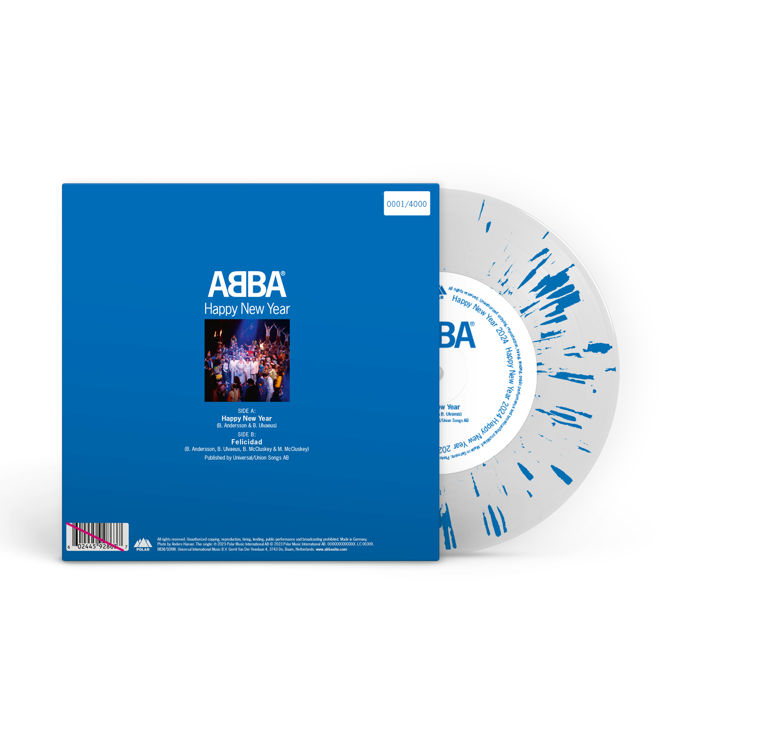 ABBA - Happy New Year (2024): Limited White/Blue Vinyl 7" Single