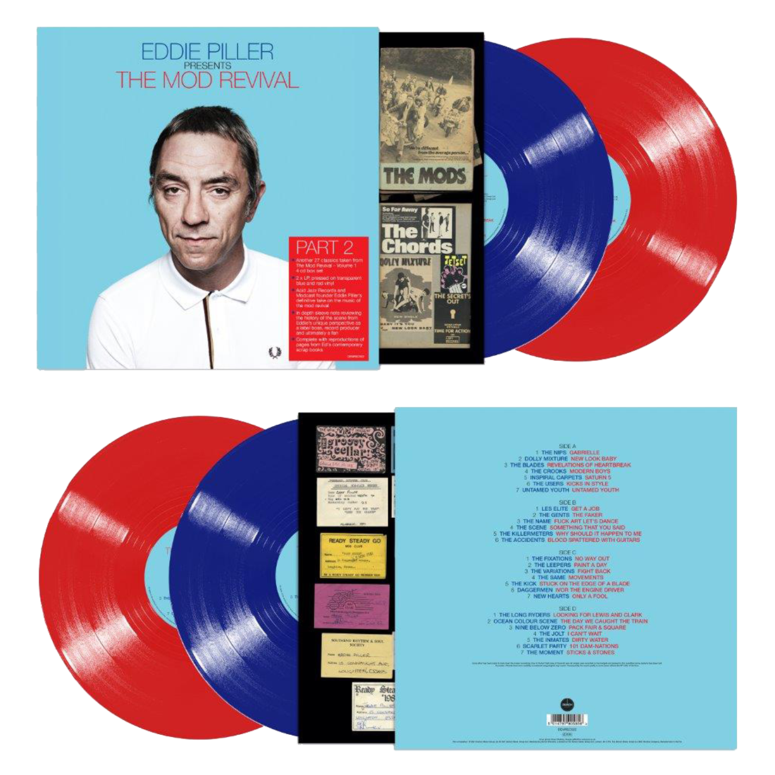 Various Artists - Eddie Piller Presents More of The Mod Revival: Limited Edition Transparent Blue and Red Vinyl 2LP