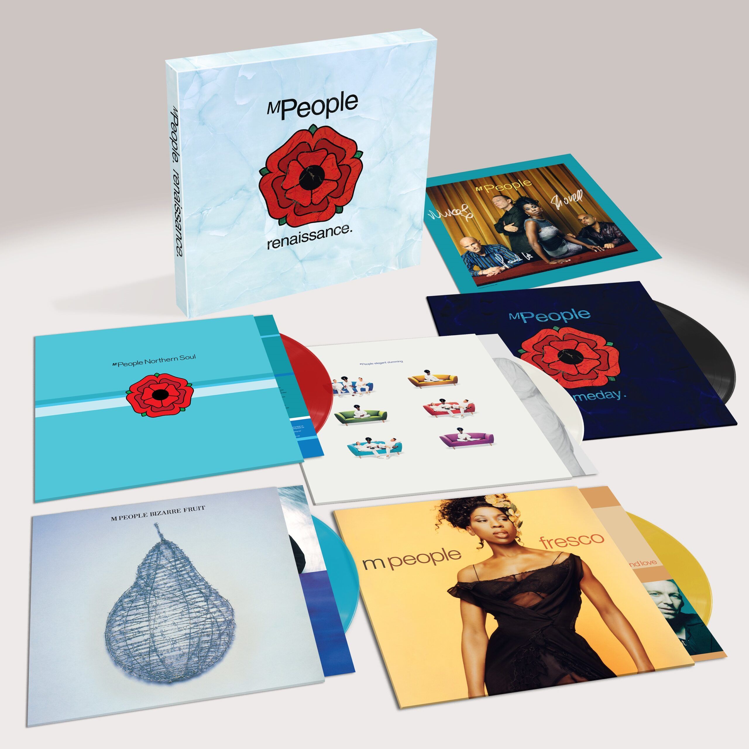 M People - Renaissance: Limited Red, White, Blue, Yellow + Black Vinyl 5LP Box Set (w/ Print Signed by Mike Pickering, Paul Heard and Shovell)