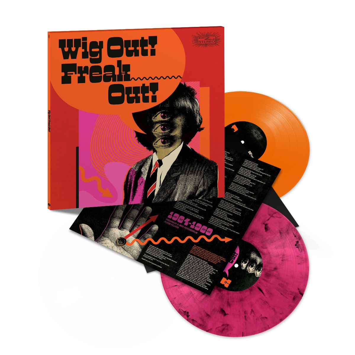 Various Artists - Wig Out! Freak Out! (Freakbeat & Mod Psychedelia Floorfillers 1964-1969): Limited Neon Pink Marble & Orange Vinyl 2LP