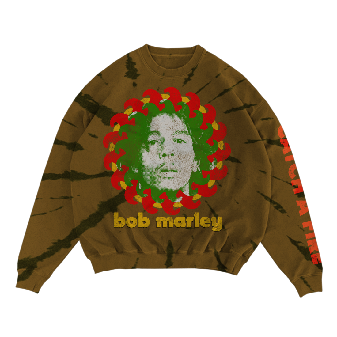 Bob Marley - Catch A Fire Tie Dye Crewneck