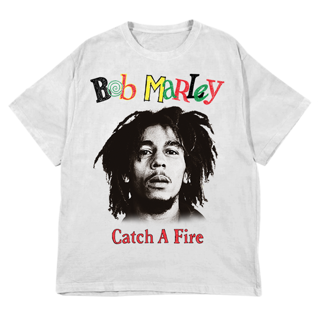 Bob Marley - Catch A Fire White T-Shirt